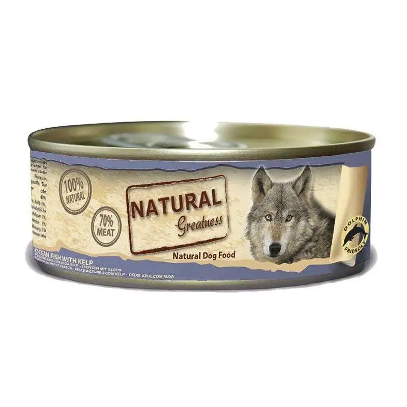 Grandeza natural Lata Pescado de Mar Con Kelp para Perros 156G