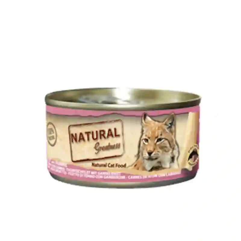 Grandeza natural lata filete de atún con gambas para gatos 70gr