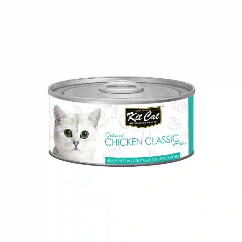 Kit Cat Lata Pollo Classic Para Gatos y Gatitos 80G