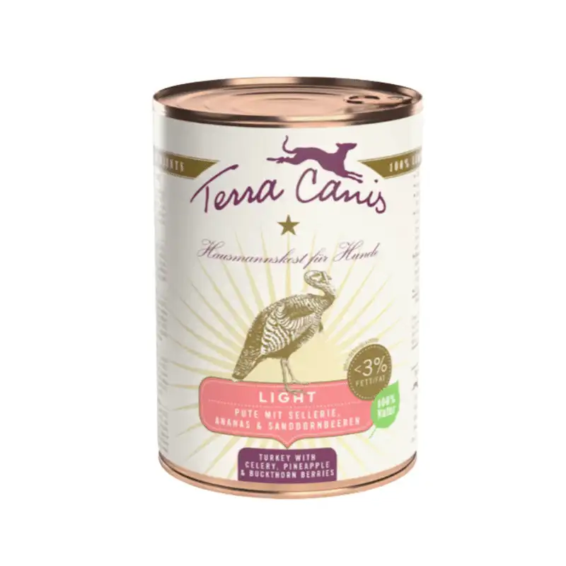Terra Canis Lata Light Pavo con Apio, Piña y Bayas de Espino Amarillo 400G