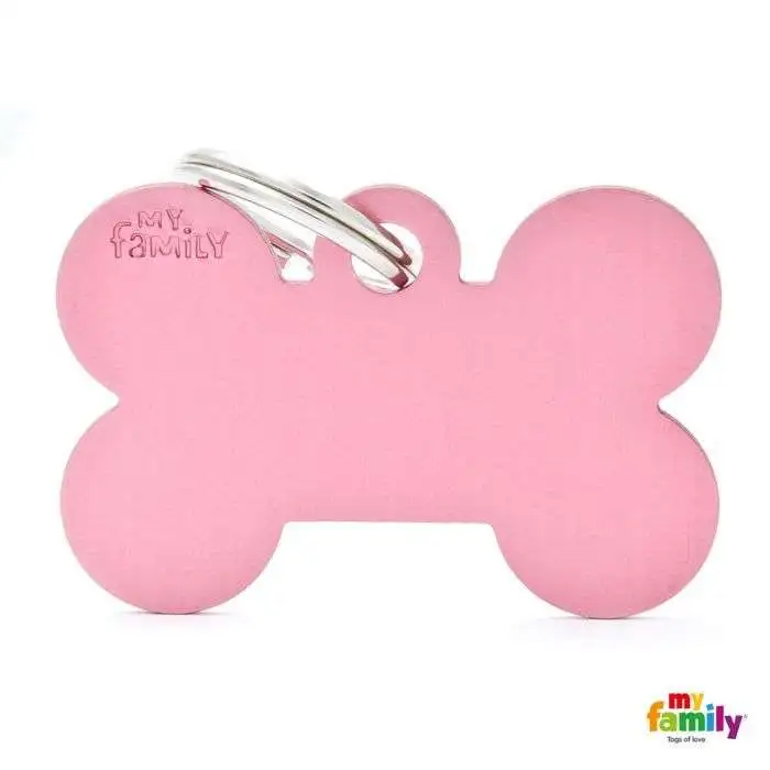 Placa Colección Basic Hueso Grande Aluminio Rosa