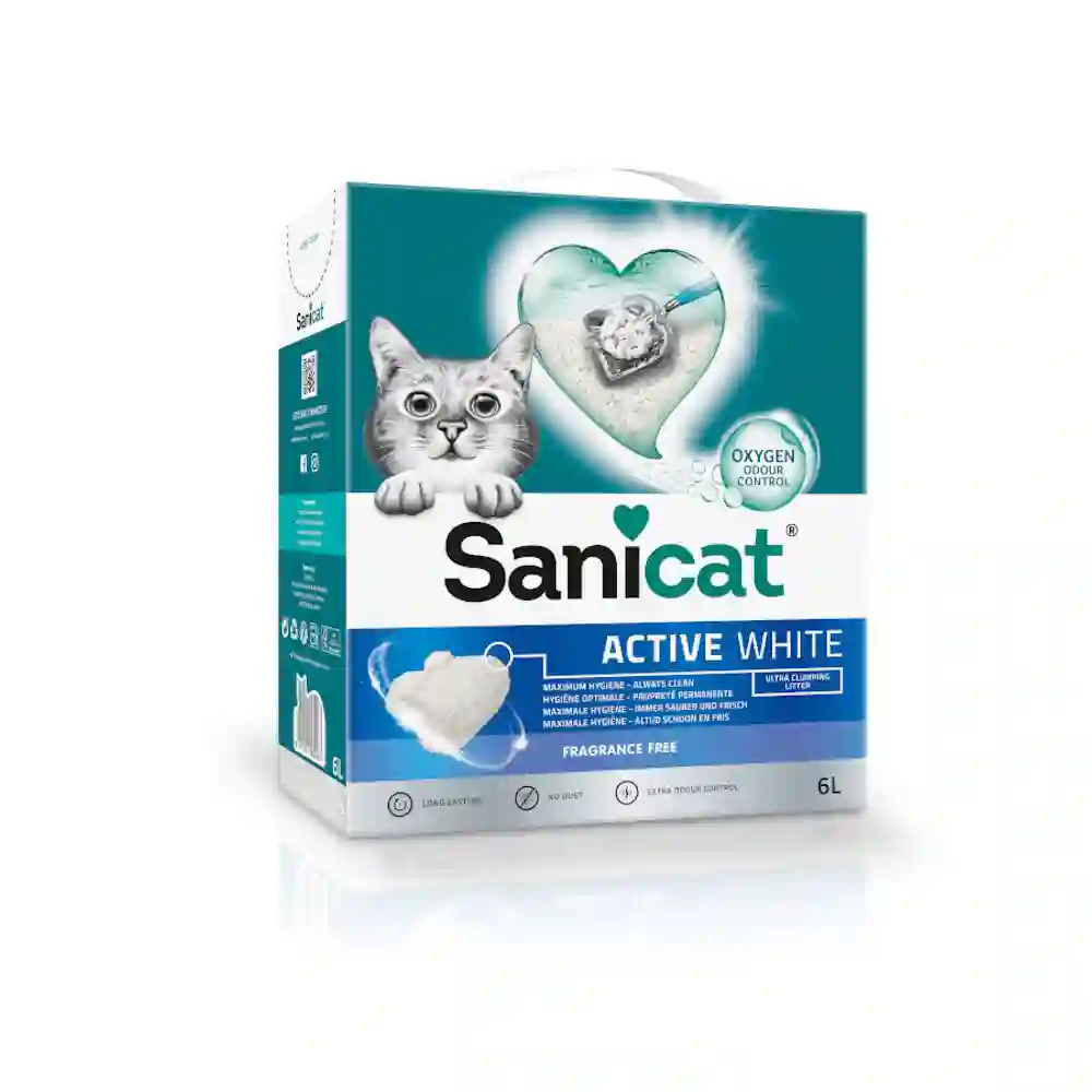 Sanicat activo blanco pecancia fragancia arena aglomerante gatos 6l