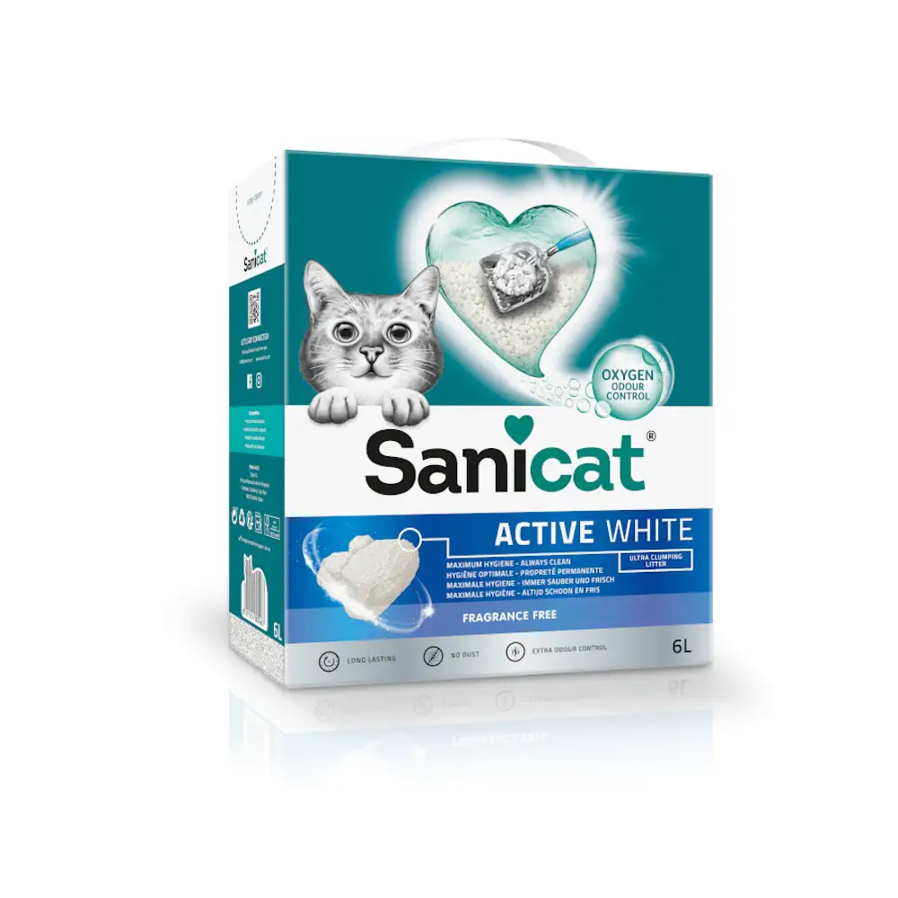 Sanicat activo blanco pecancia fragancia arena aglomerante gatos 6l