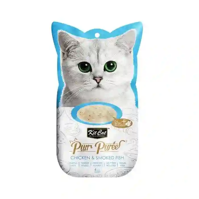 Kit Cat Snack Pure Puree Con Pollo y Pescado Ahumado