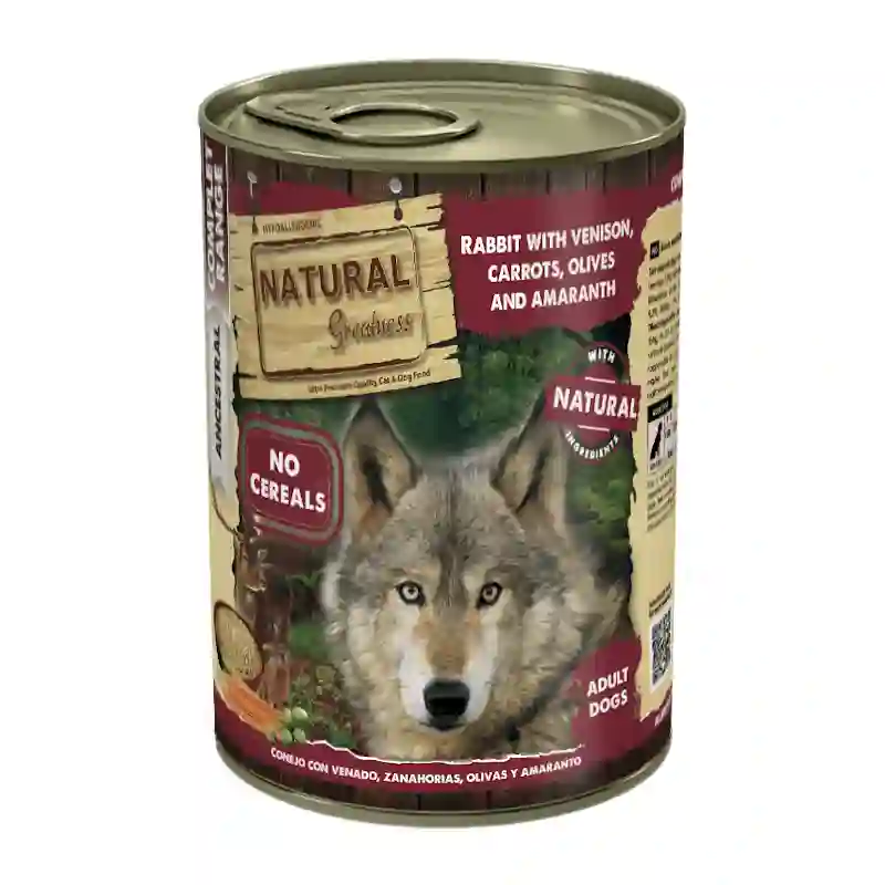 Natural Greatness Lata Conejo con Venado, Zanahorias, Aceitunas y Amaranto 400g