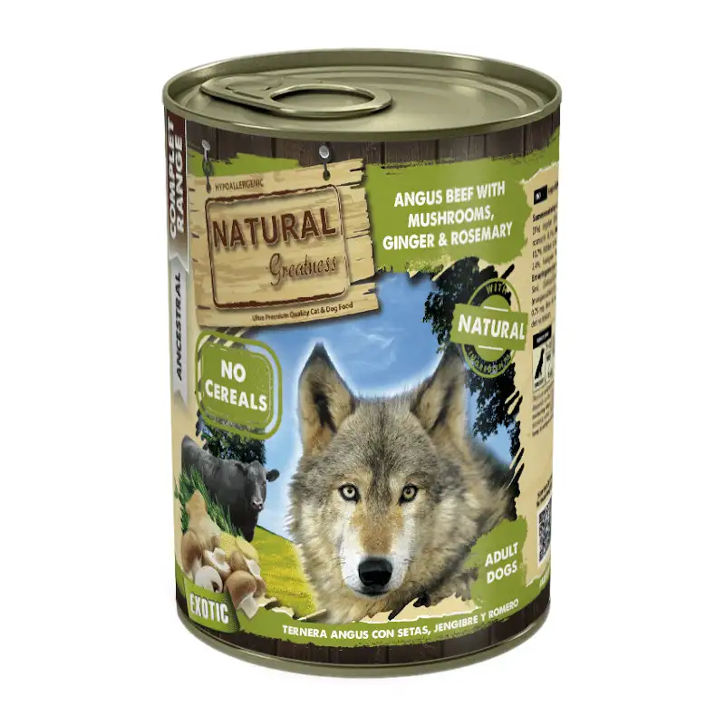 Grandeza natural lata ternera angus con setas, jengibre y romero 400g
