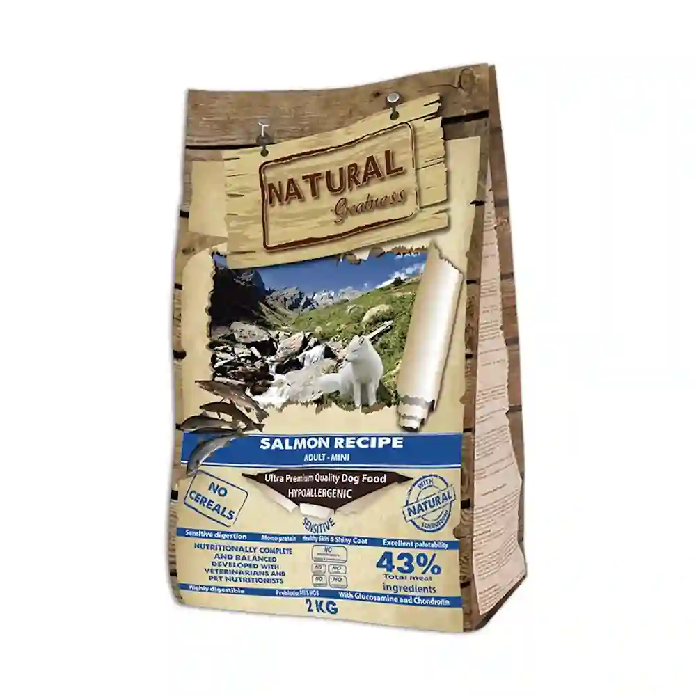Grandeza natural receta salmón adulto mini para perros