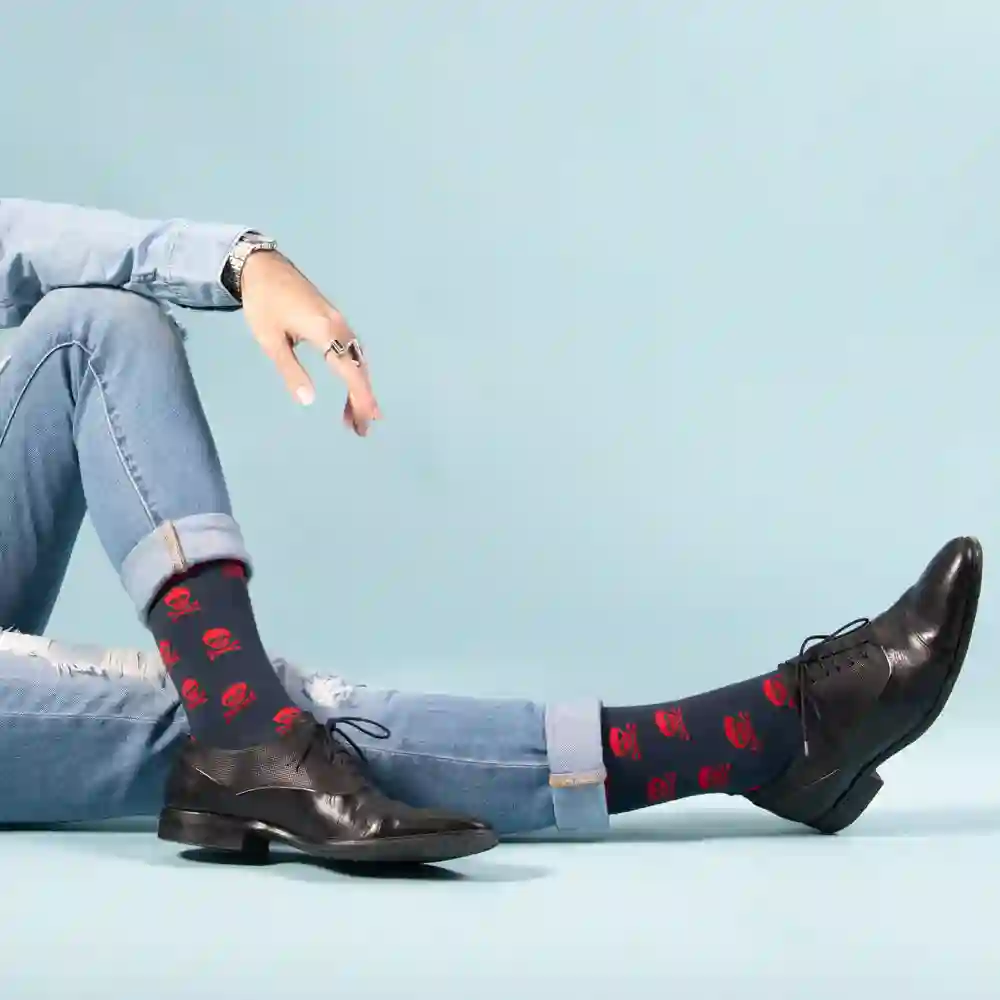 Funny Socks of Red Skulls