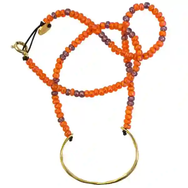 Collar lulu plateado y de vidrio chapado en oro