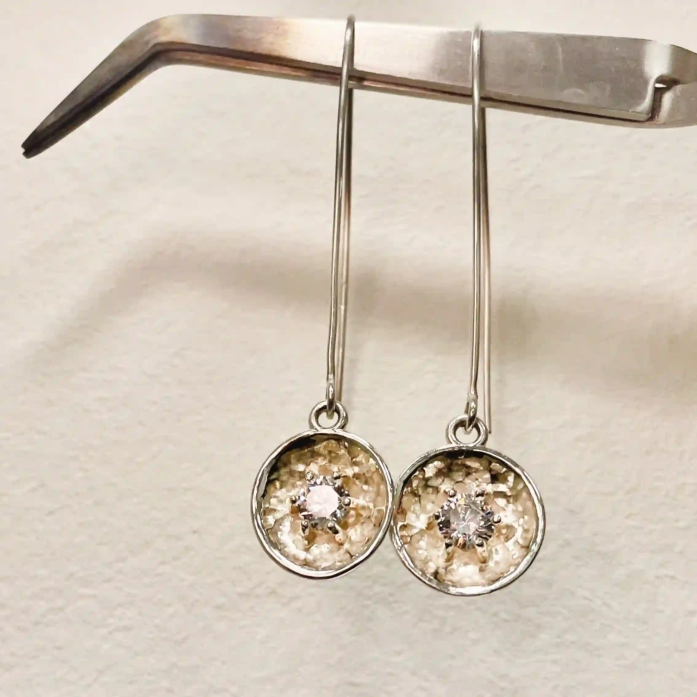 Disco | Pendientes Largos Con Cirtonita Incolora