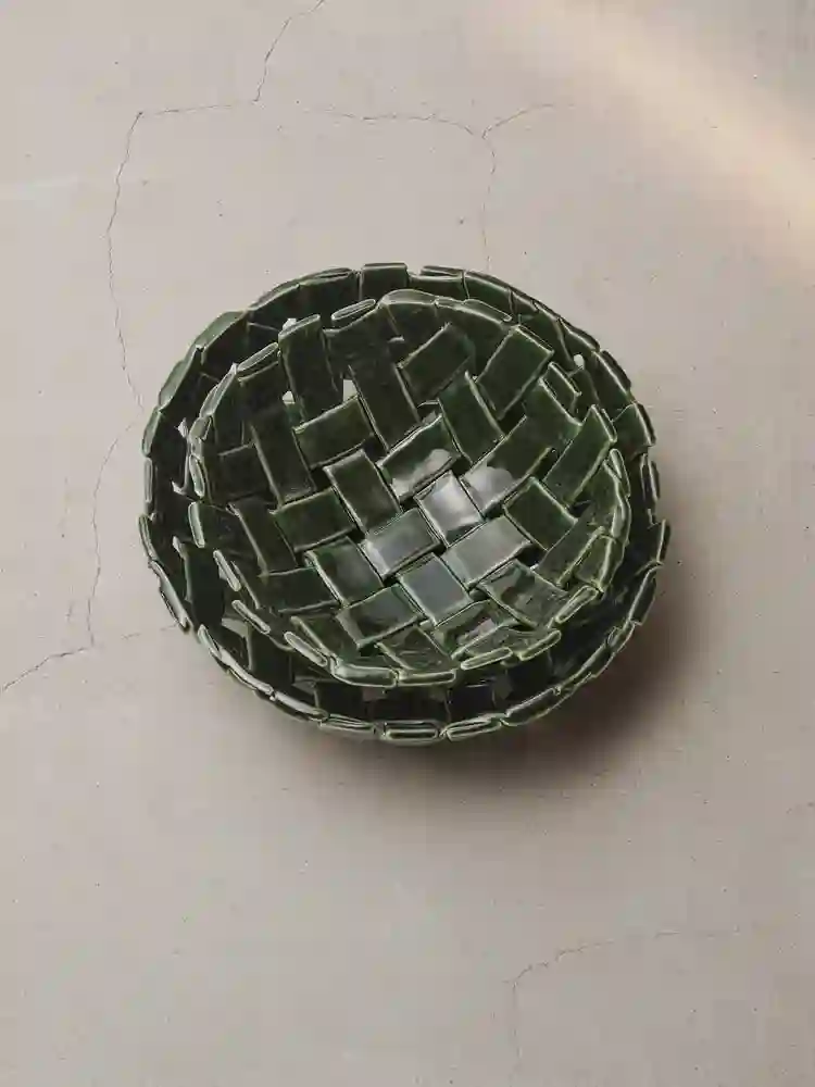 Plait Bowl Ø30 - Esmeralda verde