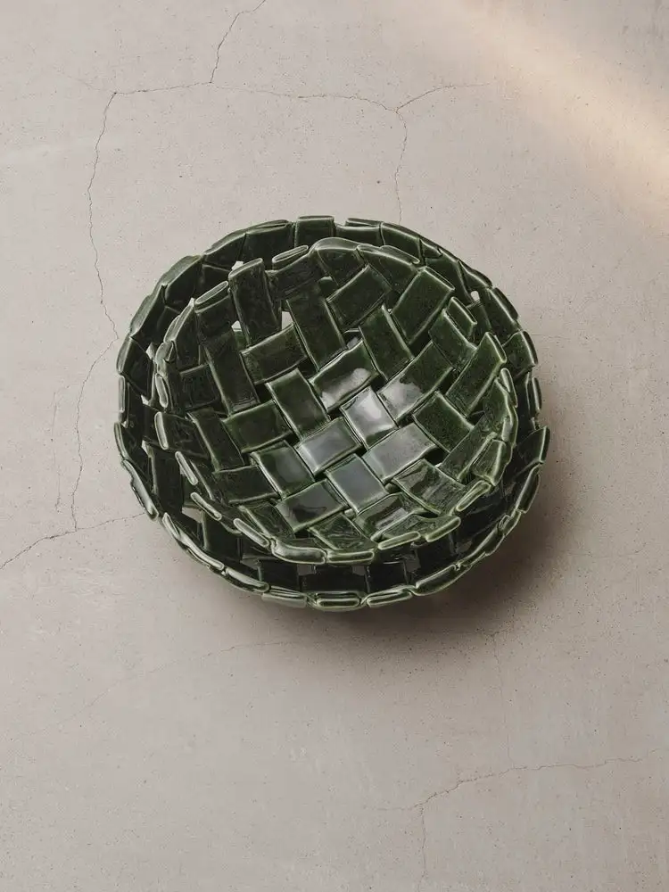 Plait Bowl Ø30 - Esmeralda verde