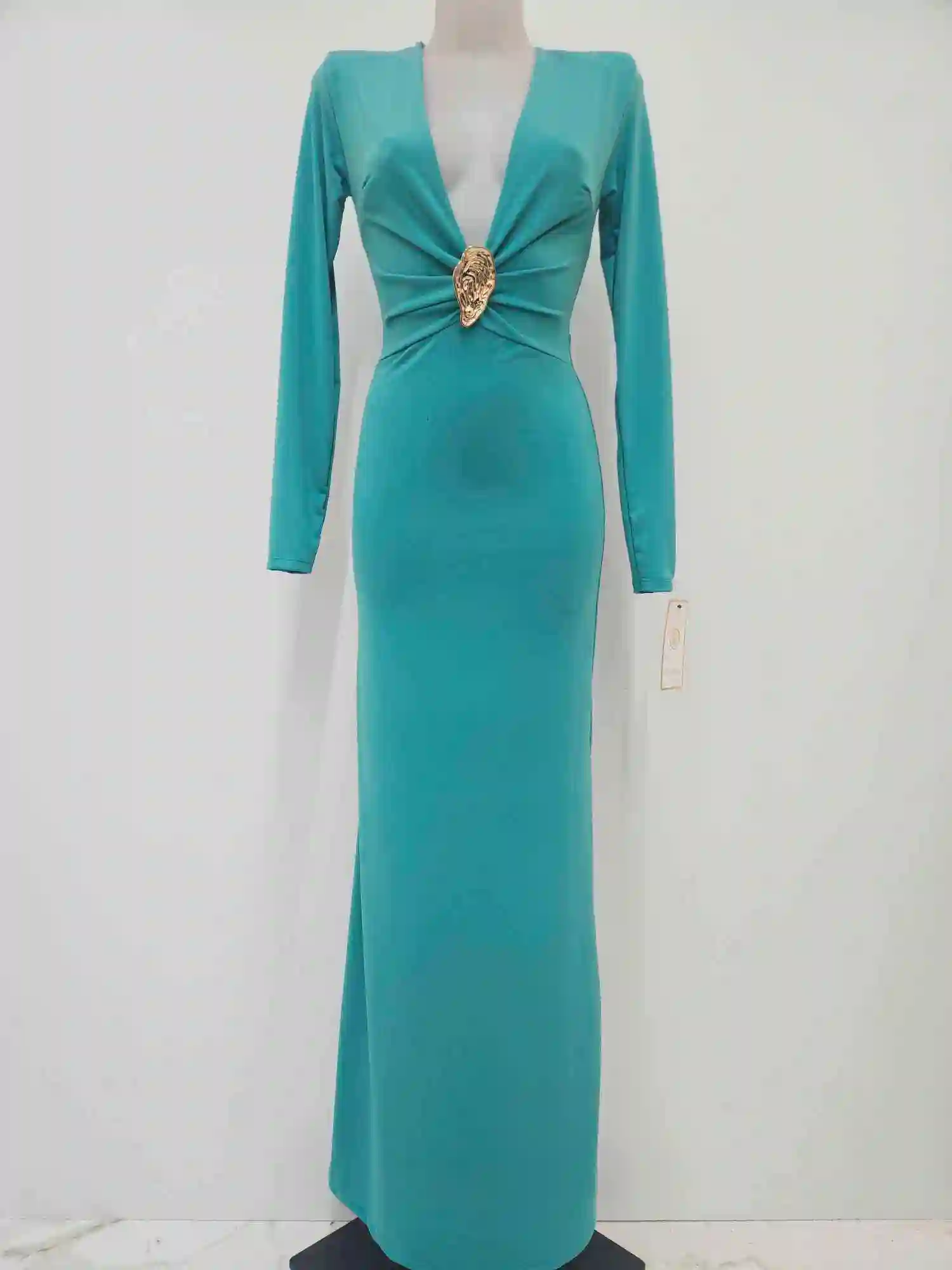 VESTIDO DETALLE ESCOTADO TURQUESA