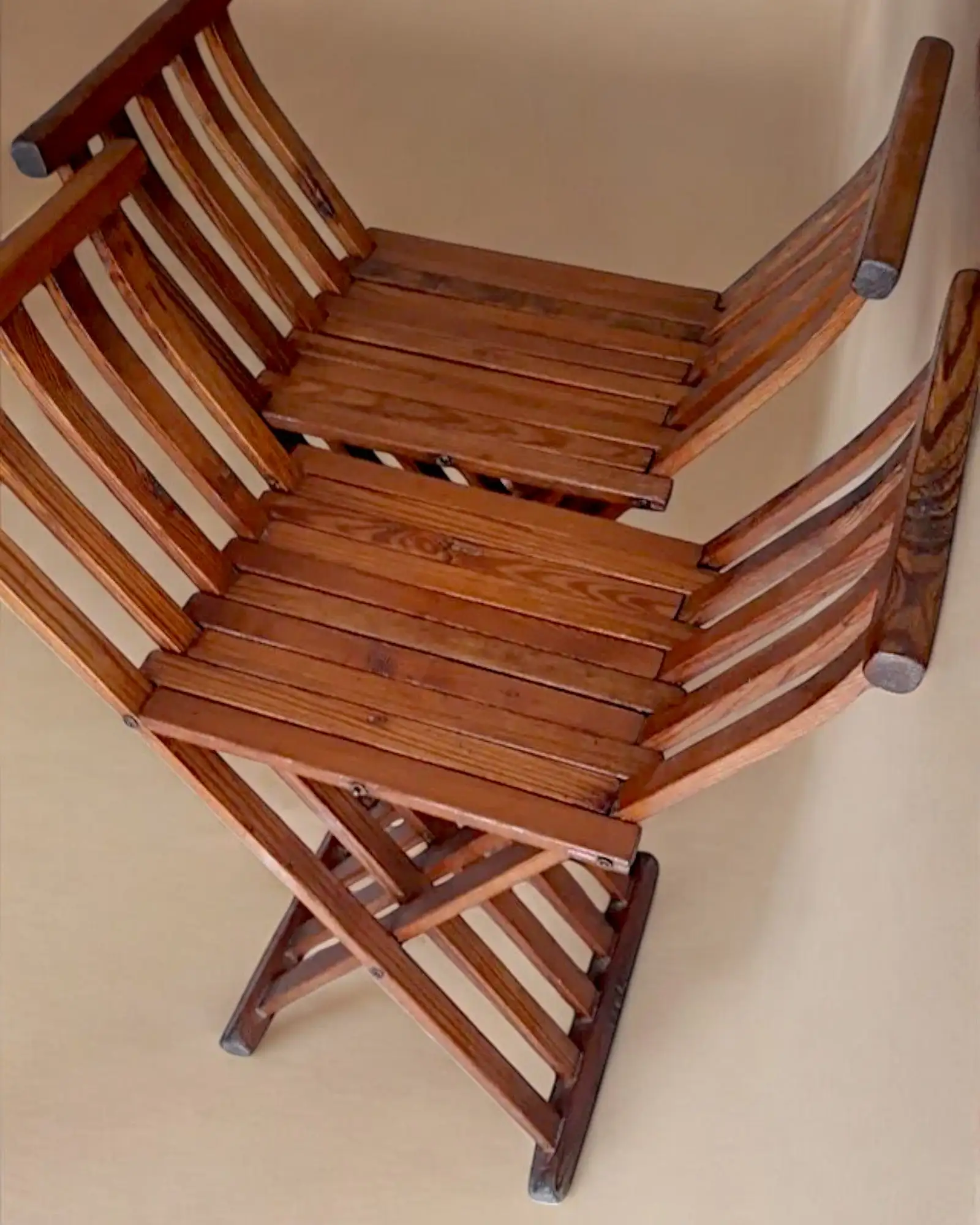Taburetes de madera antiguos plegables (SXIX) - Imagen 2