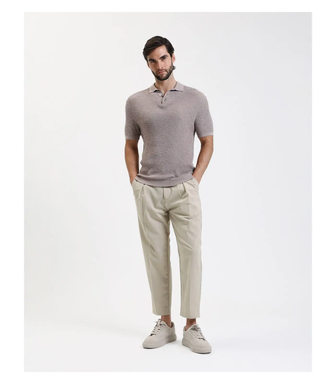 Pantalón corte relajado BEIGE - Imagen 8