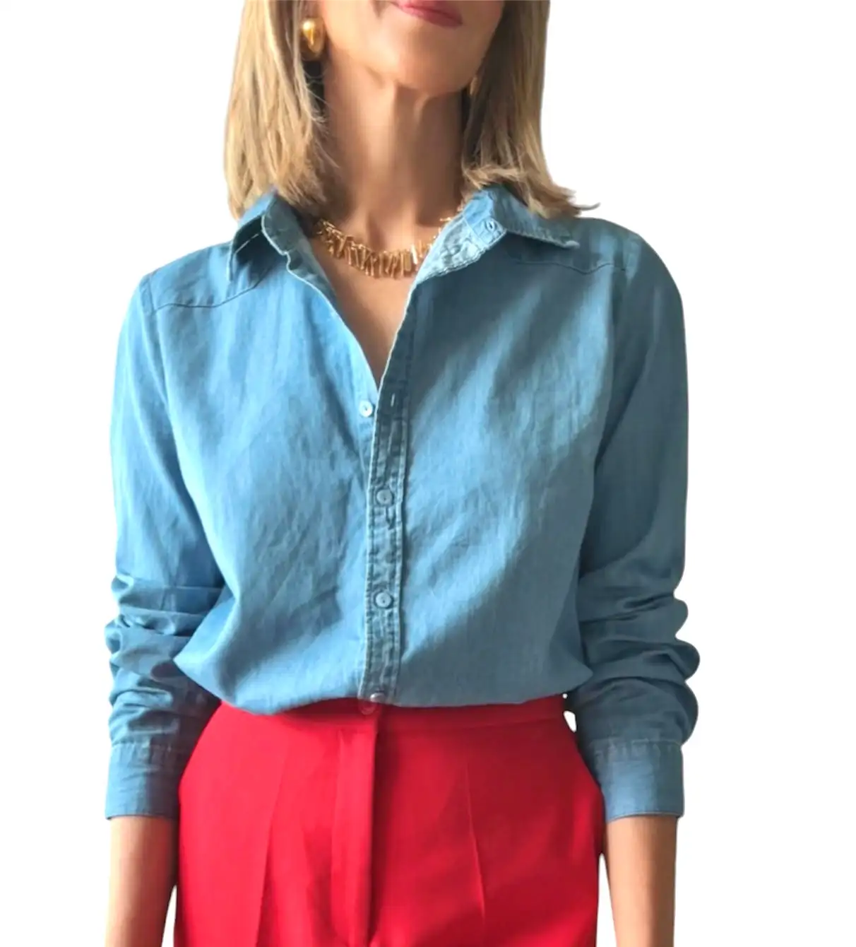 Camisa denim tejido fino - Imagen 3