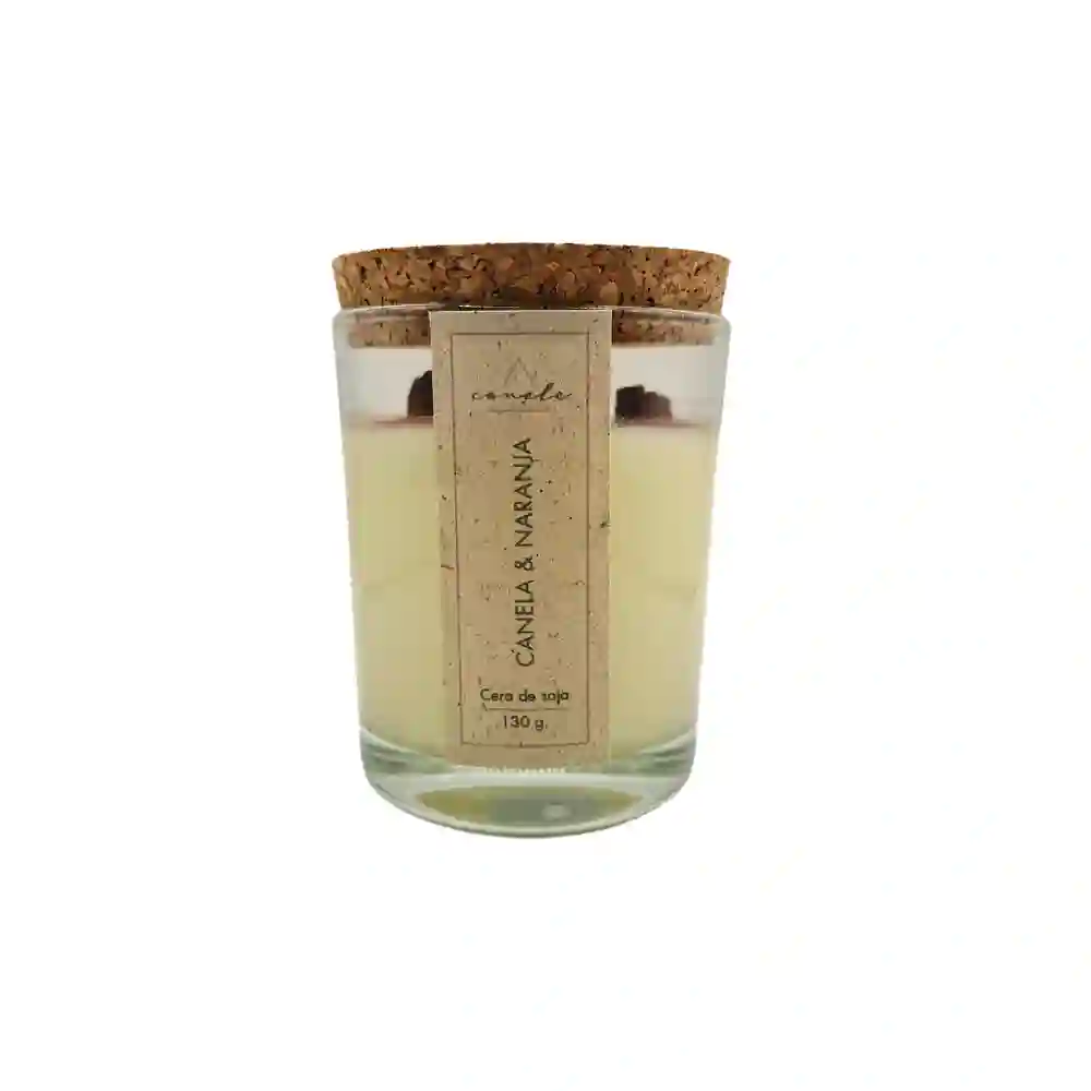 Vela artesana conele 100% soja Canela y naranja