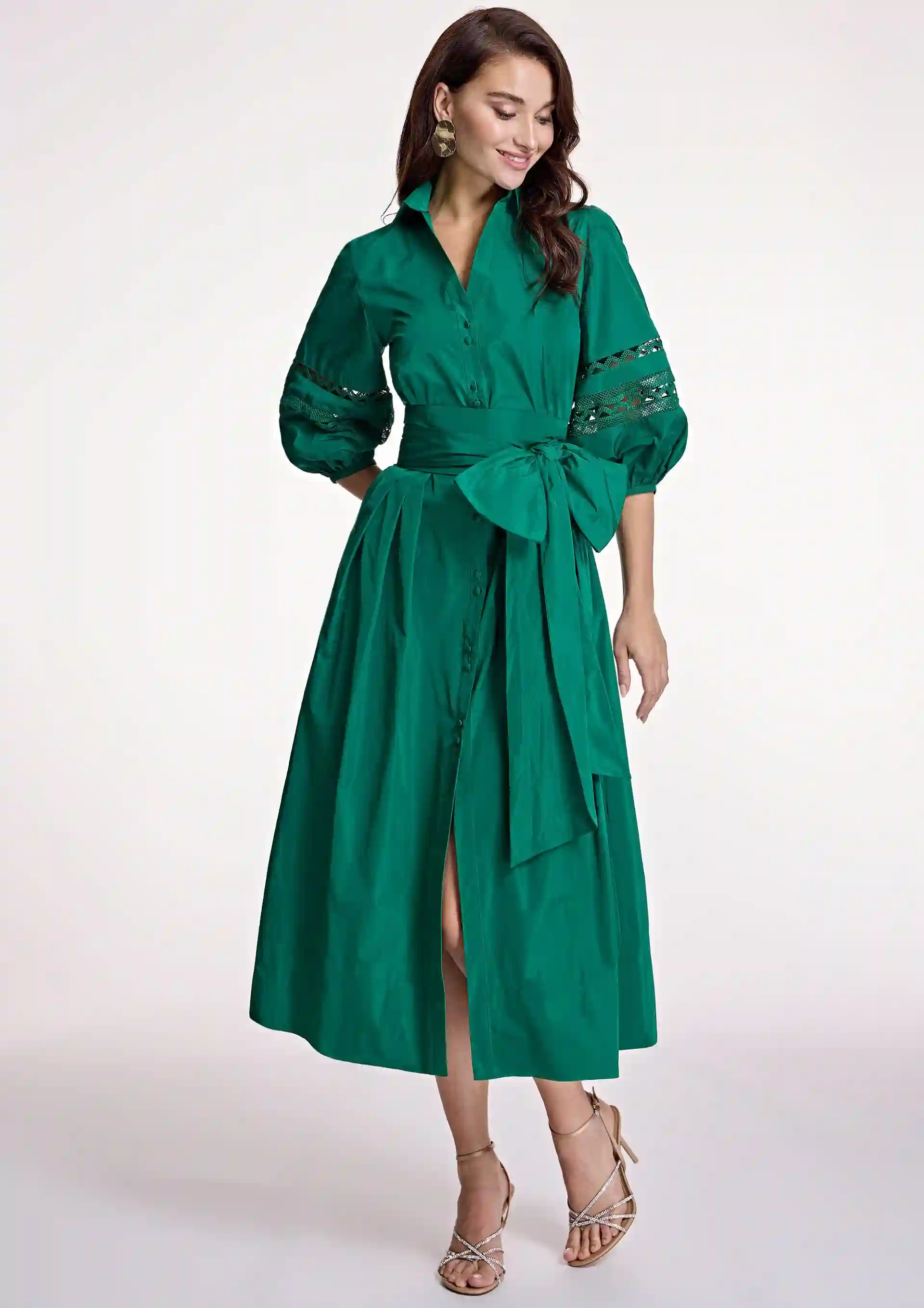 Vestido ALBA CONDE camisero verde