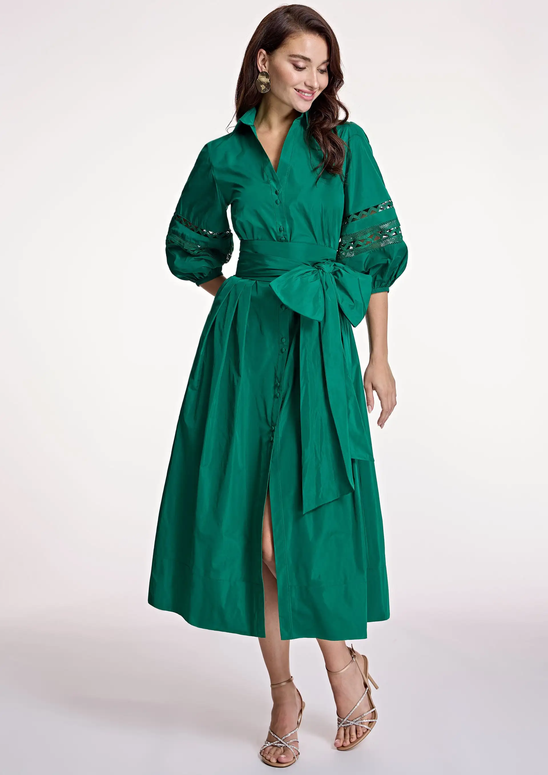 Vestido ALBA CONDE camisero verde