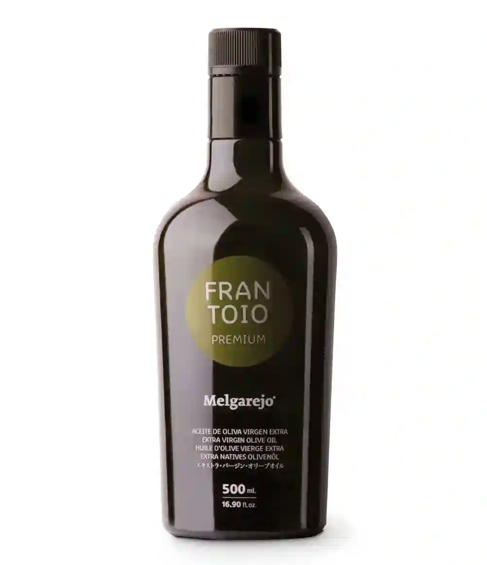 Melgarojo Premium Frantoio Con Fecha preferente de consumo 10/25 - Botella de Vidrio 500 ml.