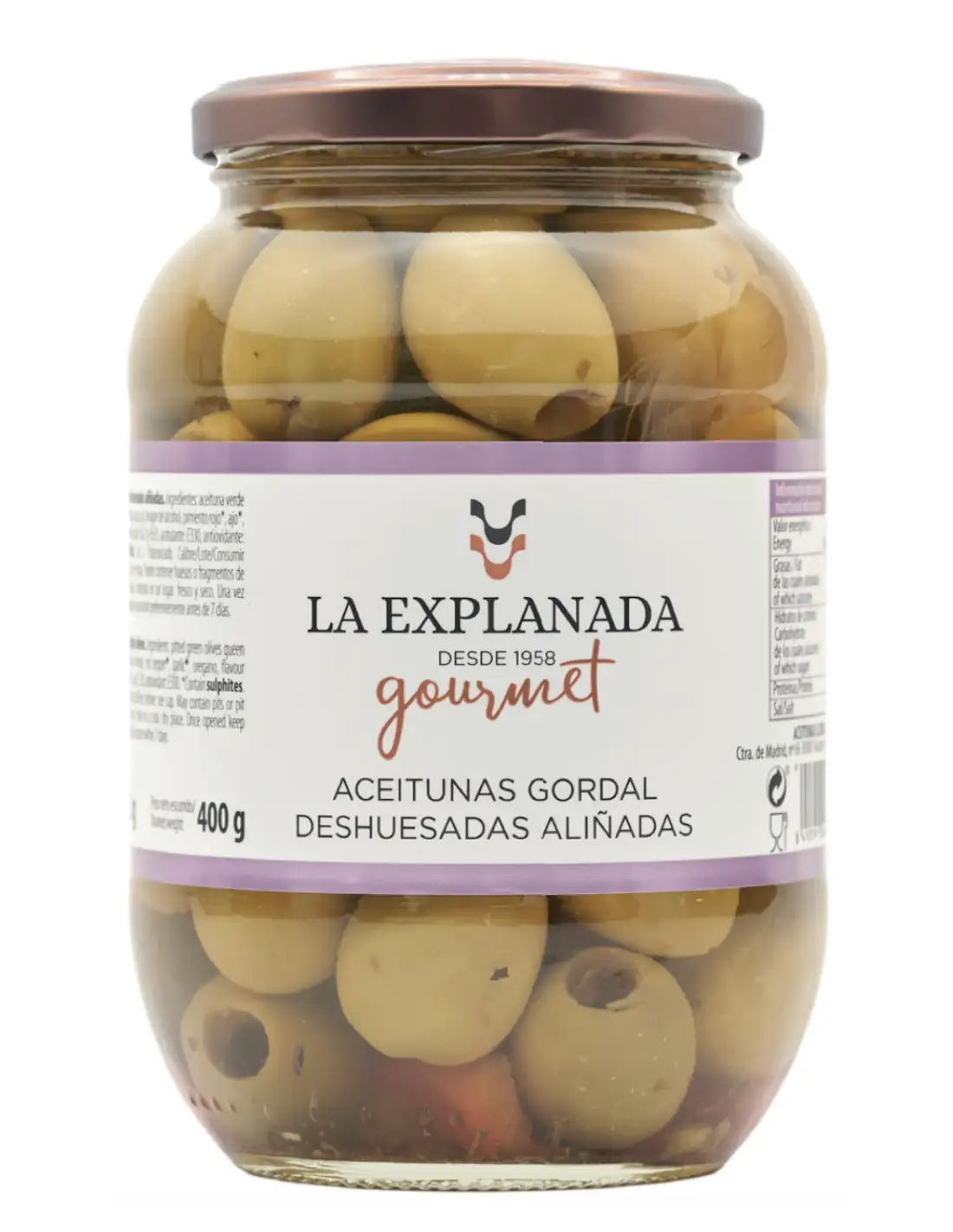 La Explanada Aceitunas Gordal Deshuesadas Aliñadas - Tarro 850 gr.