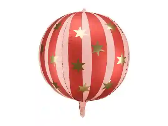 Globo Bola Rayas Rojas Con Helio