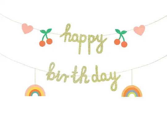 Guirnalda feliz cumpleaños brillo