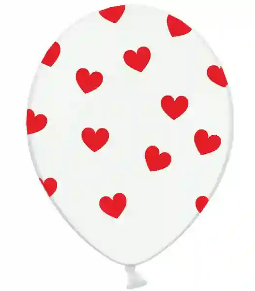 Globo Corazones Rojos Con Fondo Blanco - 5UD