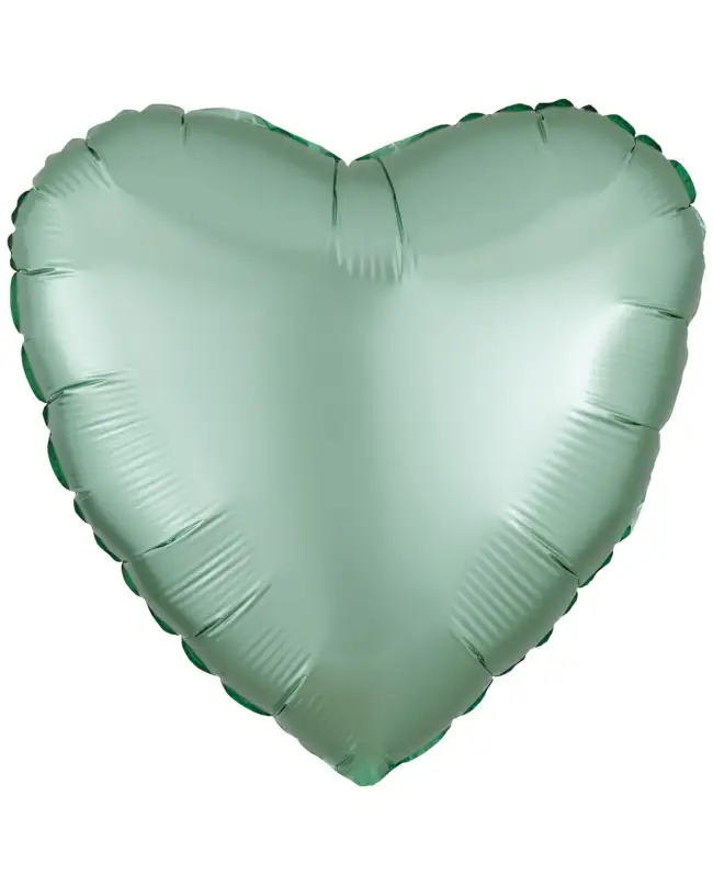 Globo Corazón Pequeño Verde Menta Satin Con Helio