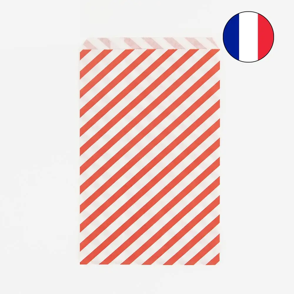 Bolsa Papel Rayas Rojas - 10ud
