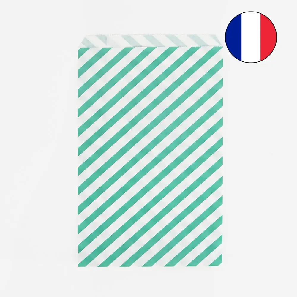 Bolsa Papel Rayas Verdes - 10ud