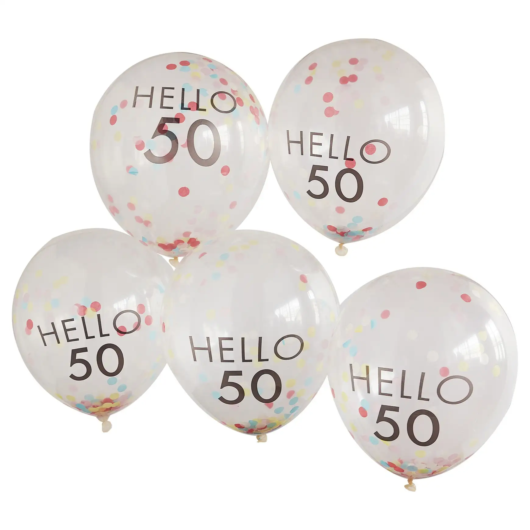 GLOBOS HELLO 50 CONFETTI CON HELIO - 5ud