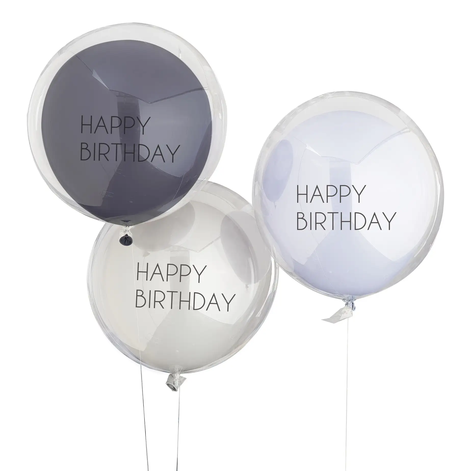Globos Doble Feliz cumpleaños Navy Con Helio - 3ud