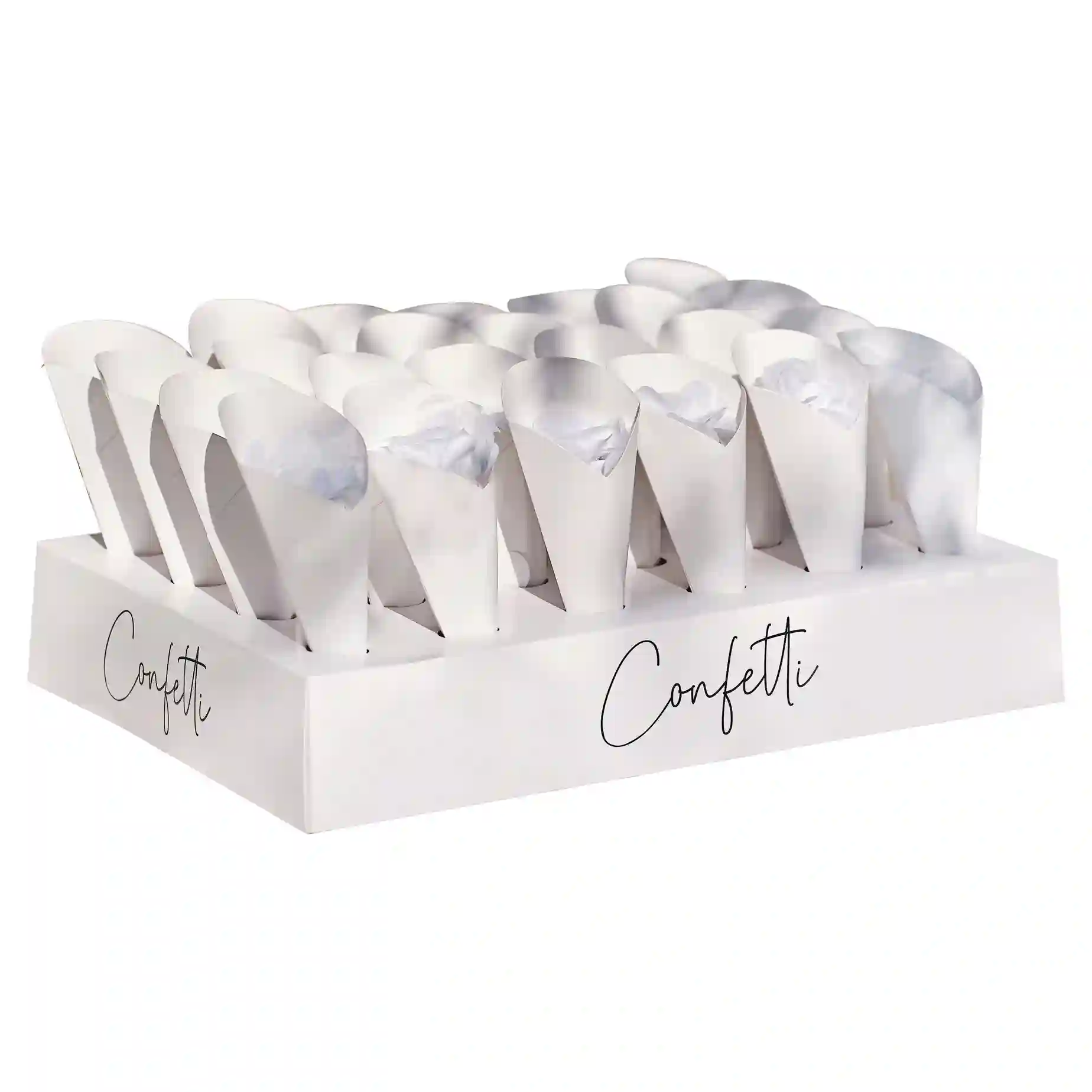 Conos confeti blanco - 24ud