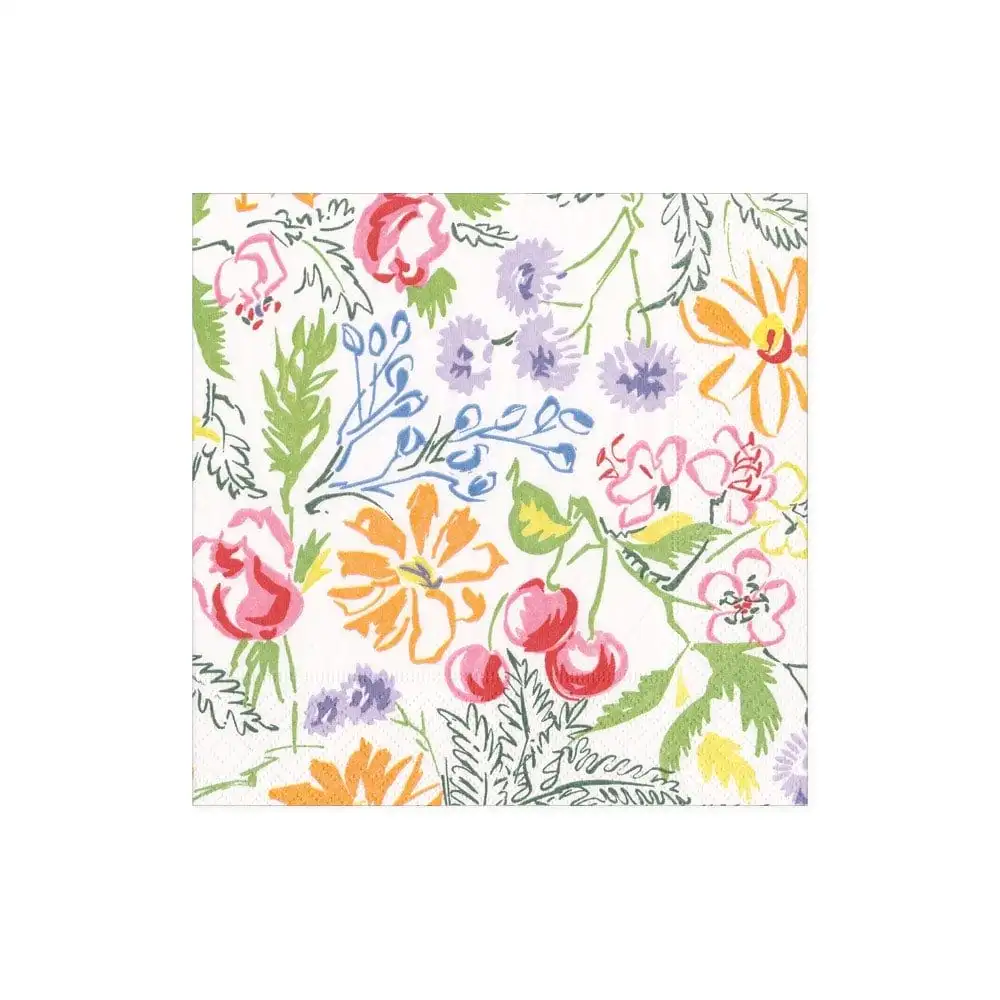 SERVILLETAS COCKTAIL CERISE FLORAL - 20ud