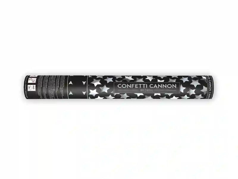Cañón confeti estrella plata 40cm