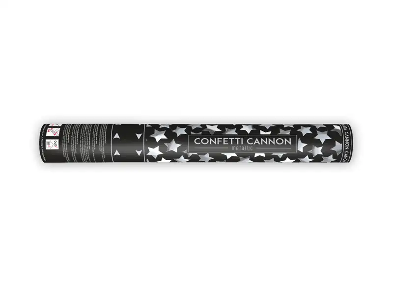 Cañón confeti estrella plata 40cm