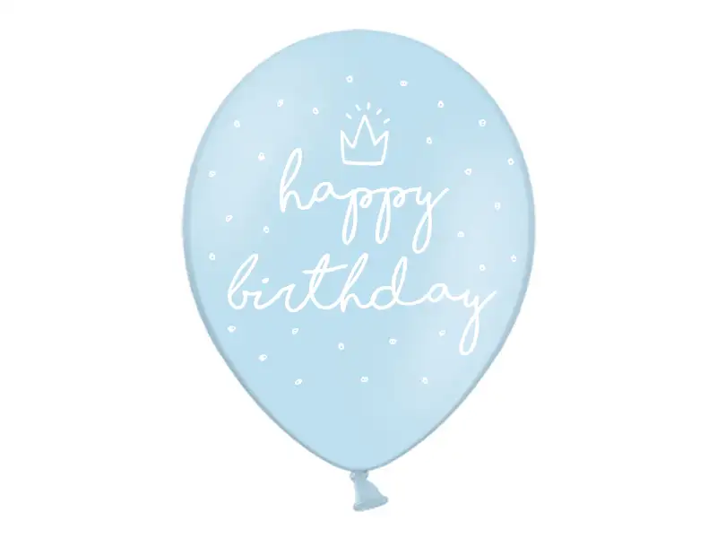 Globos Happy Birthday azul claro - 5ud