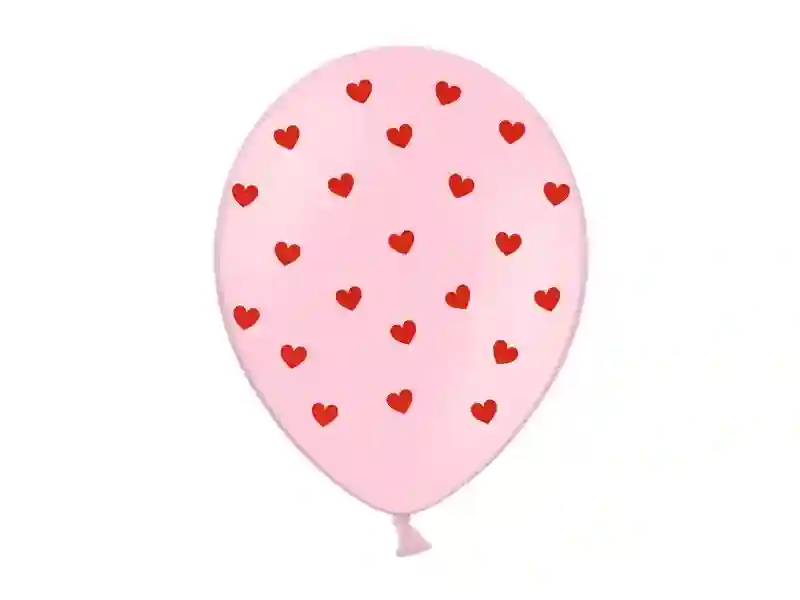 Globos Corazones Rojos Fondo Rosa - 5UD