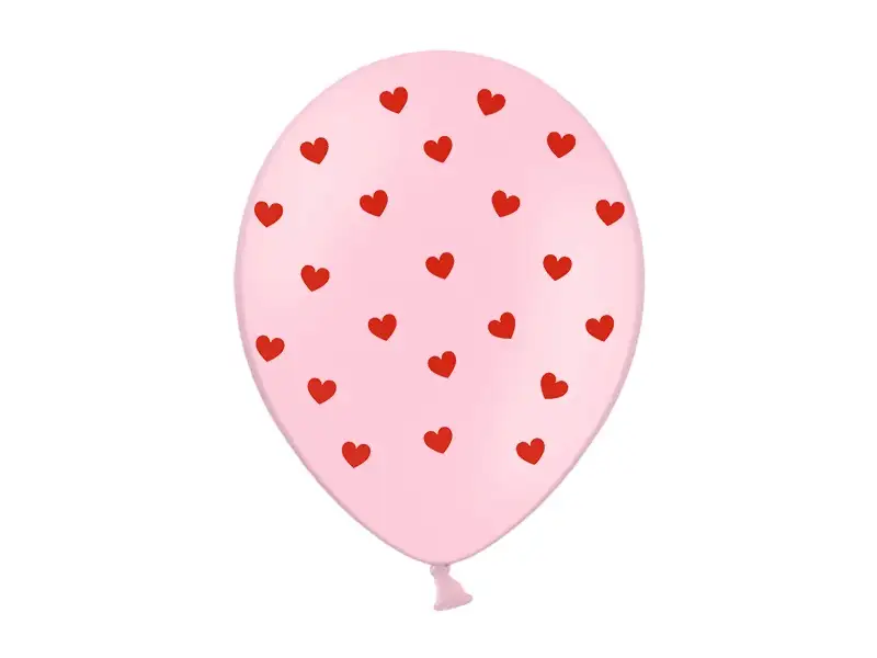 Globos Corazones Rojos fondo rosa - 5ud