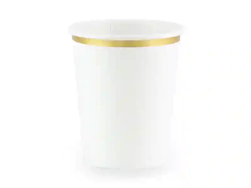 Vaso blanco borde dorado -6ud