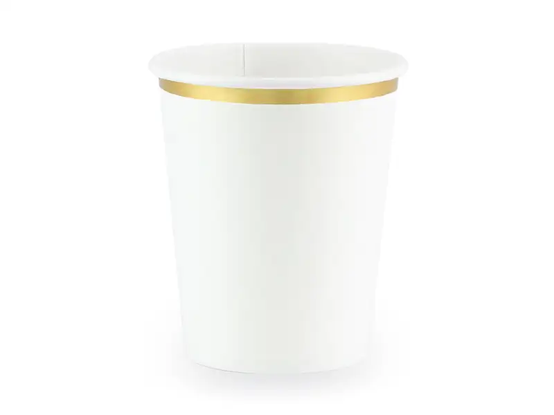 VASO BLANCO BORDE DORADO -6UD