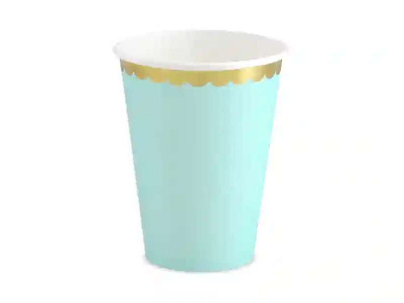 Vaso Verde Agua Borde Dorado - 6UD
