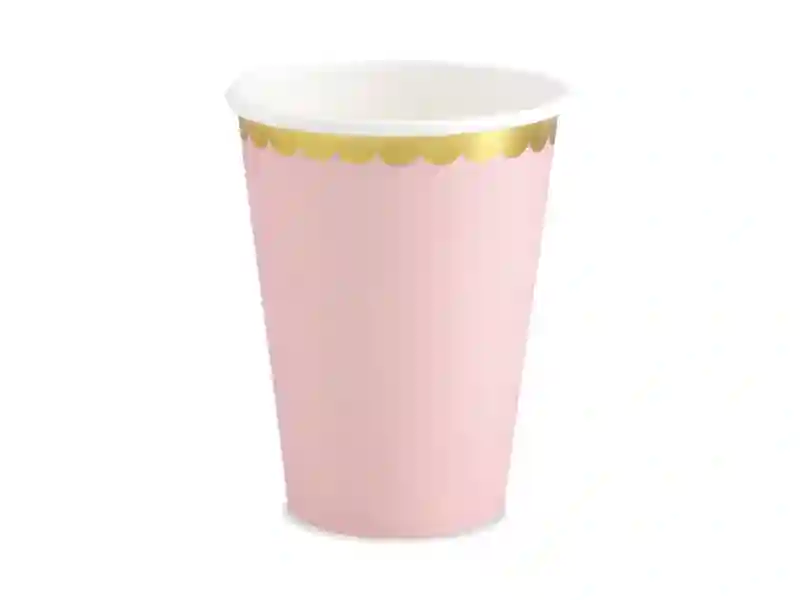 Vaso rosa borde dorado - 6ud