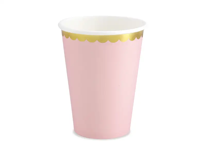 Vaso rosa borde dorado - 6ud