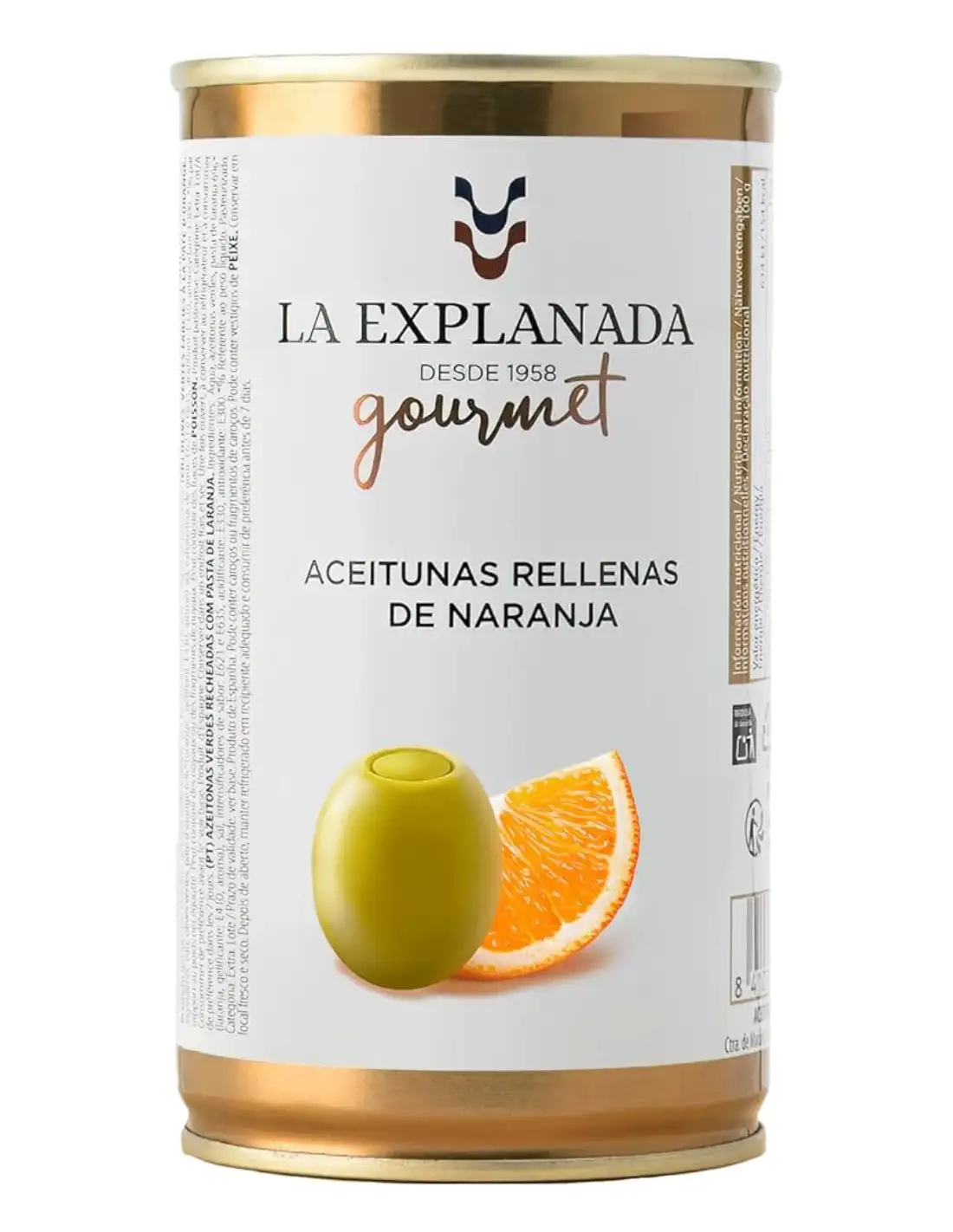 15x La Explicada Aceitunas Rellenas de Naranja - Lata 370 Gr.