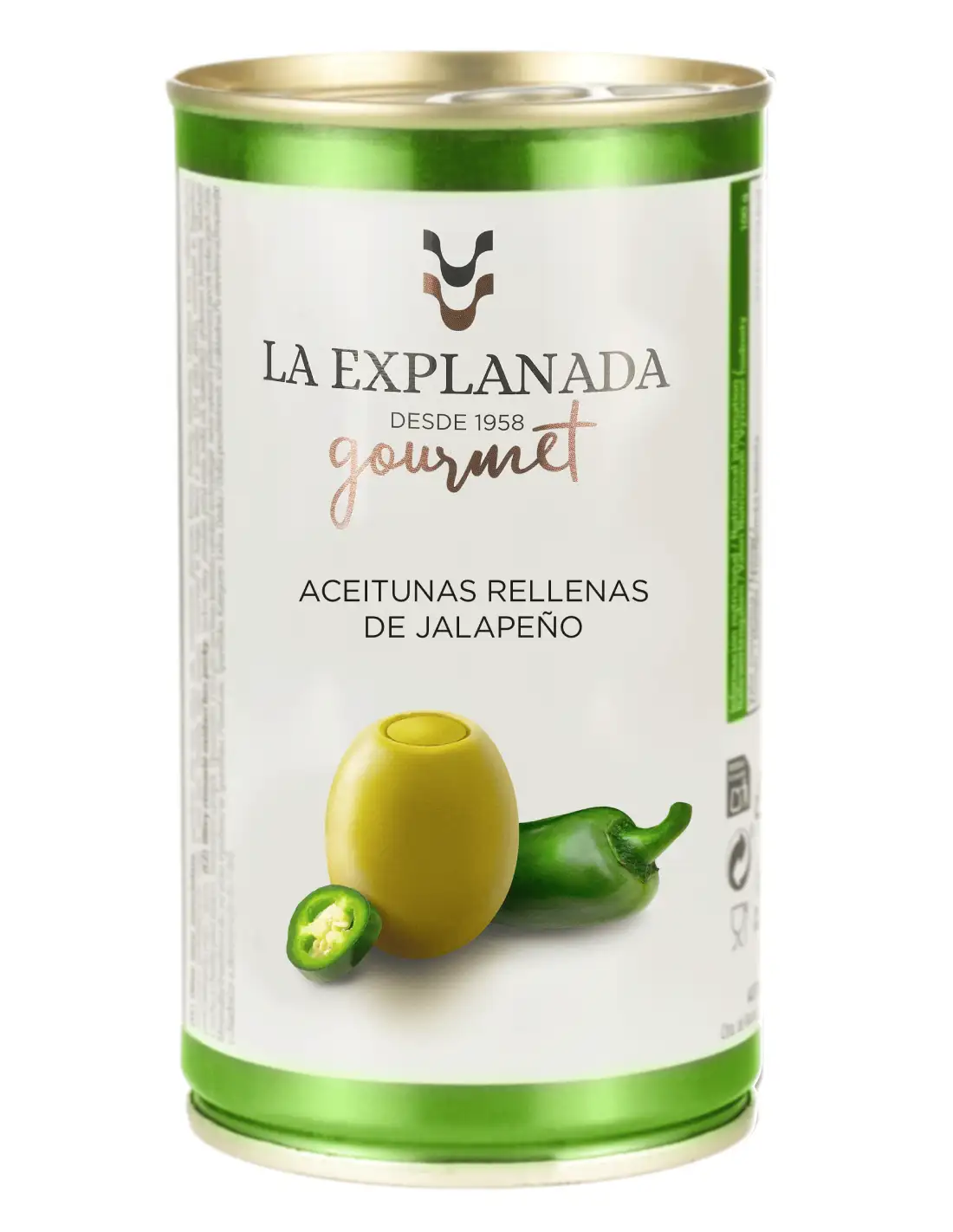 15x La Explicada Aceitunas Rellenas de Jalapeño - Lata 370 Gr.