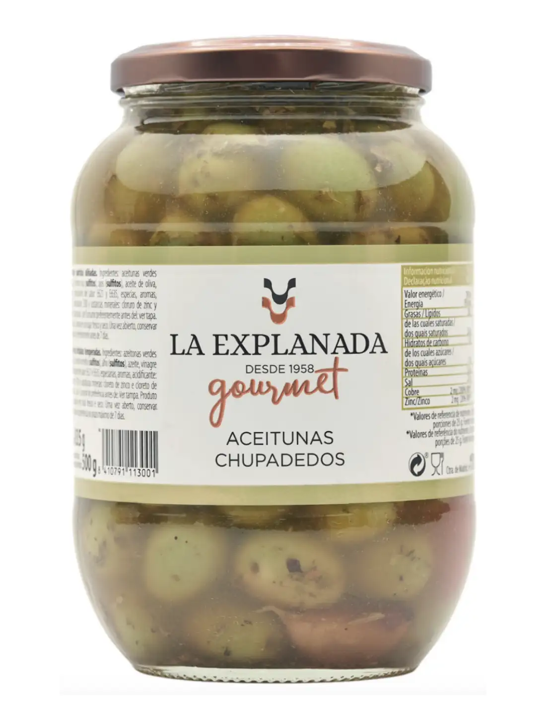 6x La Explicada Aceitunas Chupadedos - Tarro 850 gr.
