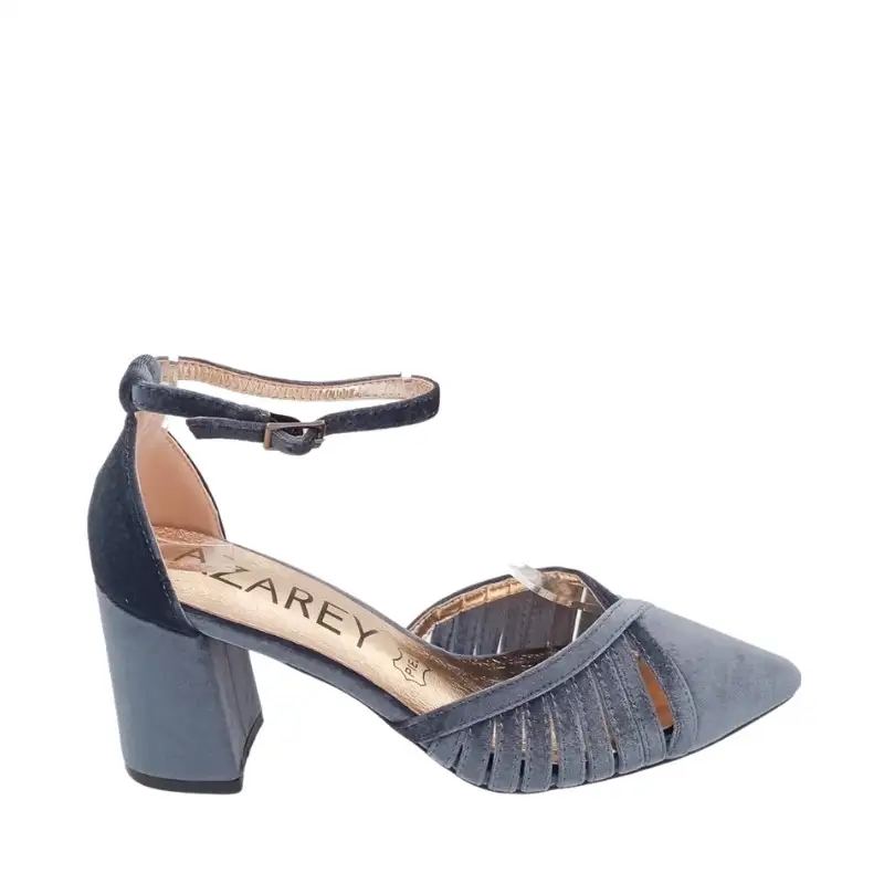 Zapato Terciopelo Gris Punta Calada