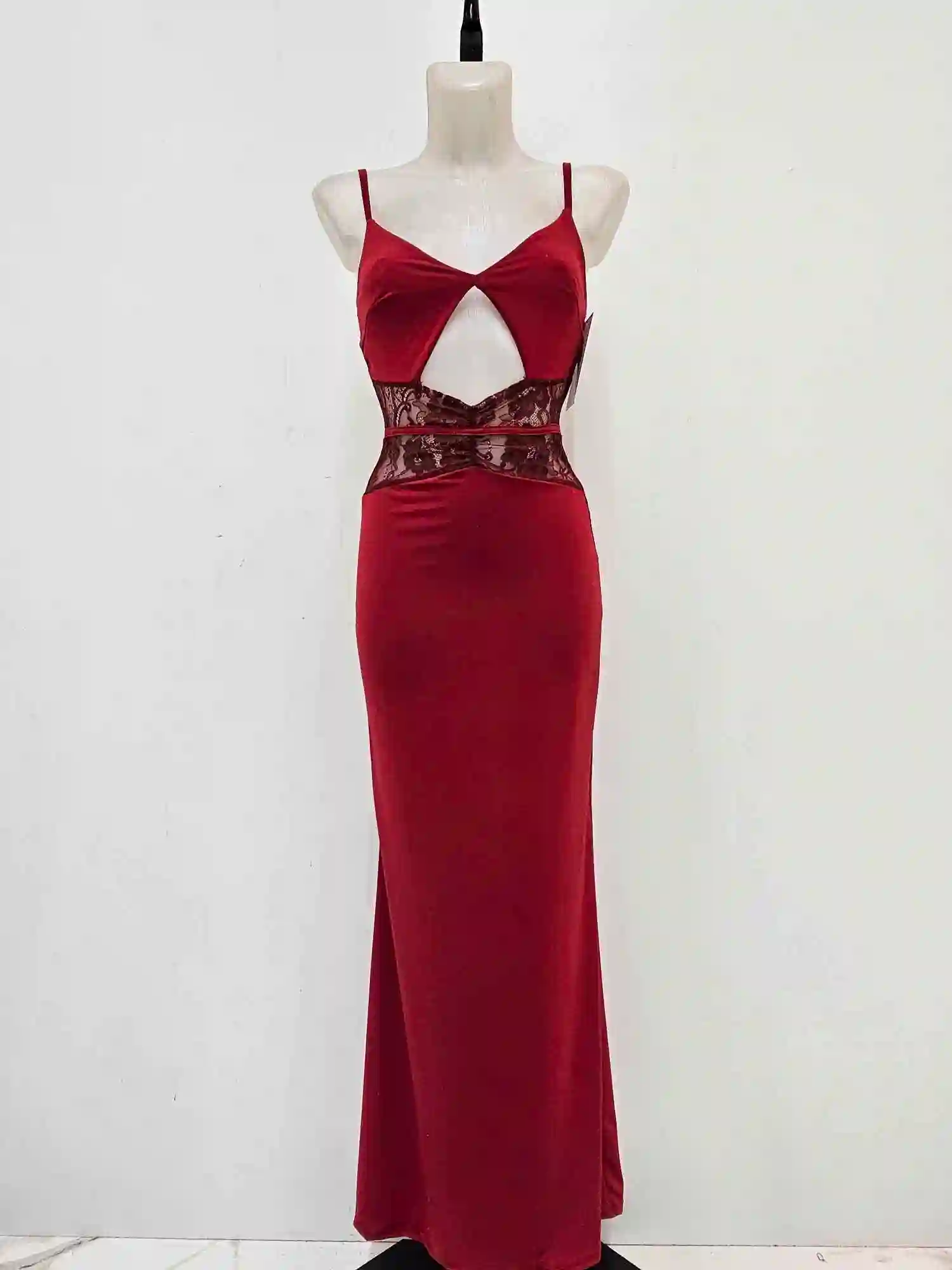 VESTIDO LICRA ENCAJE VALENCIA ROJO